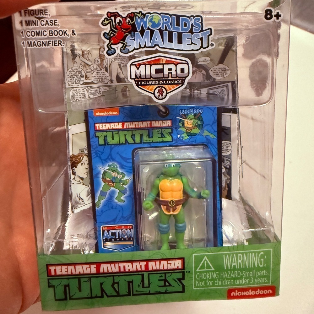 World's Smallest TMNT Leonardo Micro Action Figure Kids OS Green New Miniature